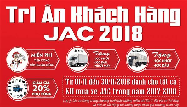CHƯƠNG TRÌNH TRI ÂN KHÁCH HÀNG JAC 2018